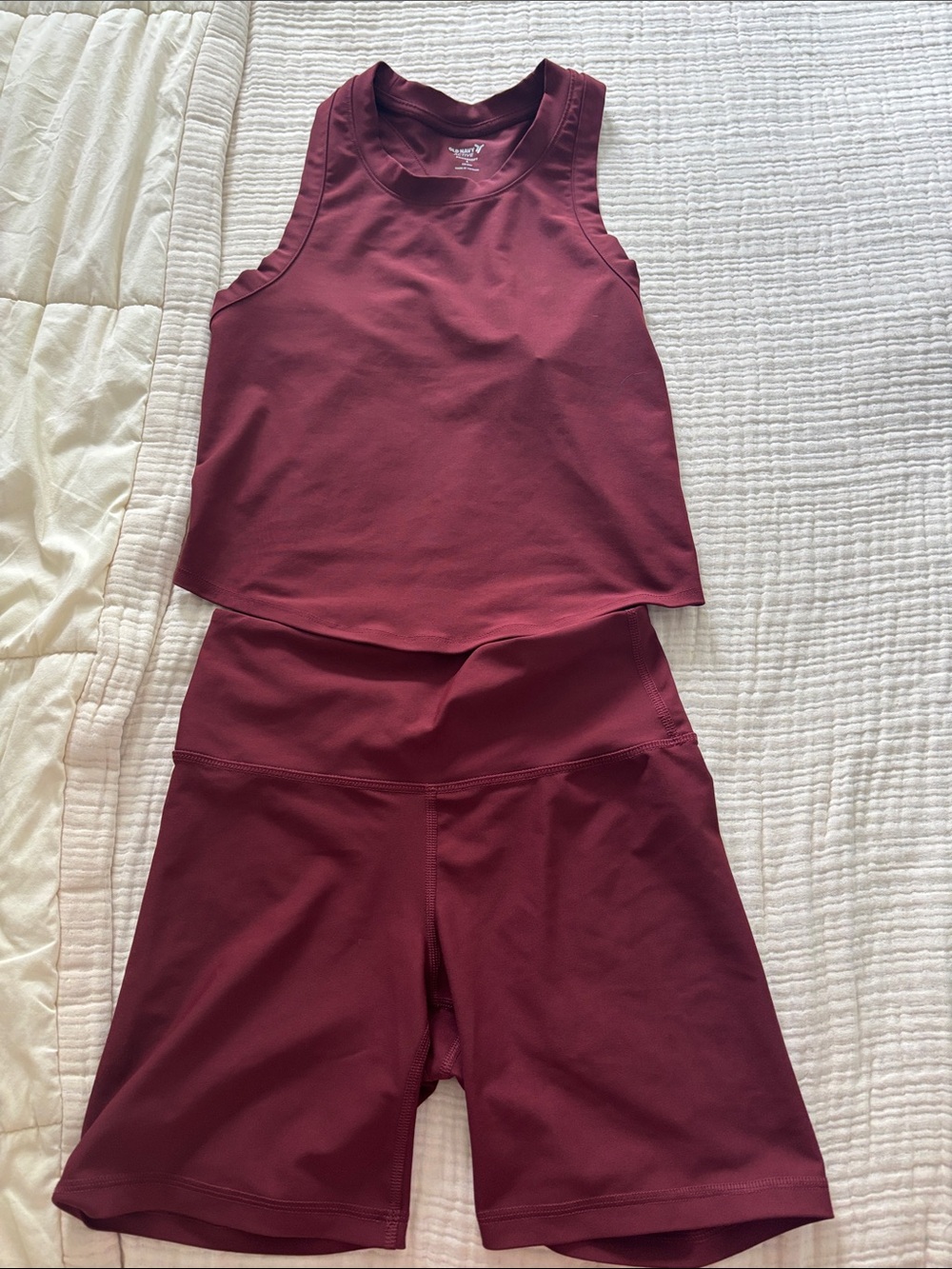 Old Navy Burgundy Active Tank and Biker Shorts Set